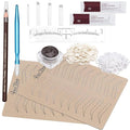 Eyebrow Microblading Kit, Permanent Tattoo Practice Set with Blades, Pigment, Practice Skin, Ruler, Repair Gel, Ring Cup, Finger Gloves, Pencil