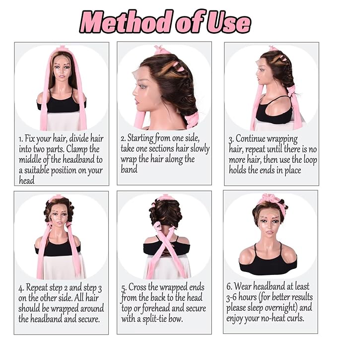 Heatless Curling Rod Headband For Long Hair Overnight Curlers to Sleep In 61" Hair Rollers Soft Cotton Velour Hair Rollers For Women Girls-Pink