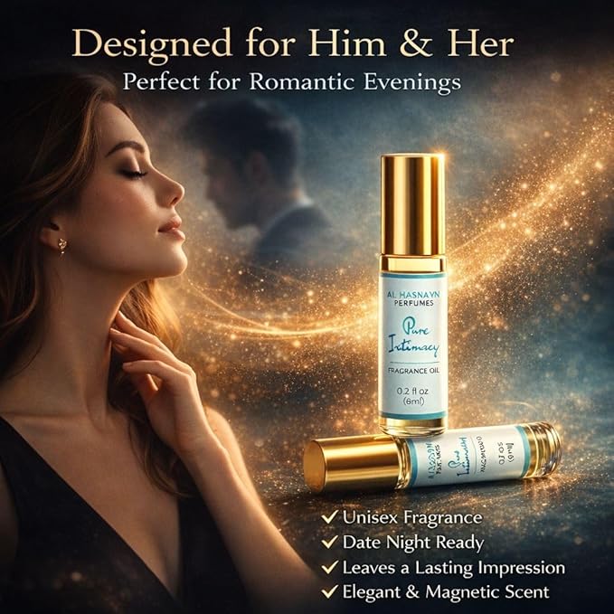 AL-HASNAYN Pure Intimacy Fragrance Oil Roll-On Perfume 6ML 0.20 fl oz |Rollerball perfume |Alcohol free| Long Lasting | Gifts for men women|
