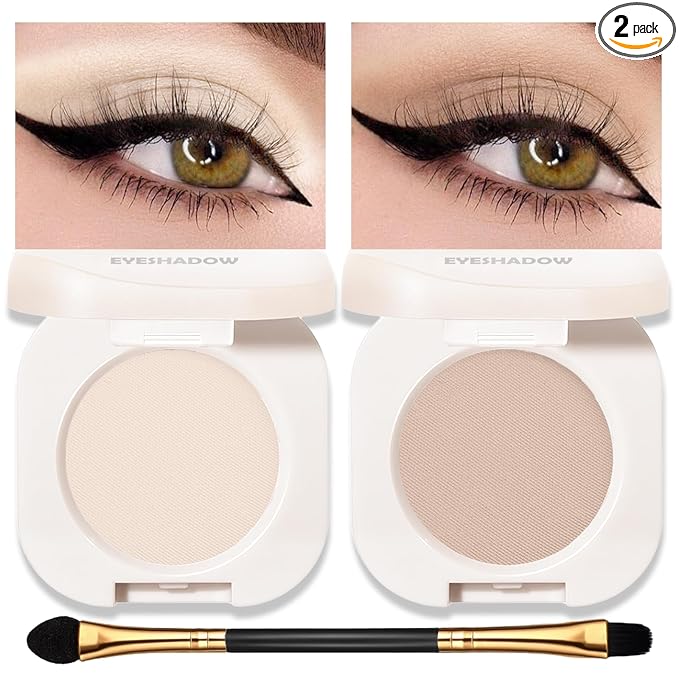 Matte Eyeshadow Palette 2 PCS, White Nude Brown Eye Shadow Palettes Nude Neutral Eyeshadow for Women, Smooth Powder Lightweight Blendable sombras para ojos Compact Daily Eyes Makeup, Set C