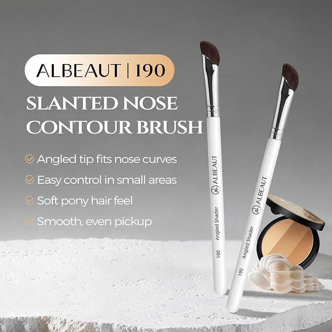 Albeaut Eyeshadow Brush, Angled Nose Contour Brow Bone Highlight Makeup Brush (190 angled shader)
