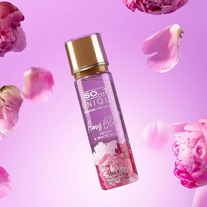 So...? Unique Peony Blush Body Mist - Floral, Fruity Vanilla Perfume with Bergamot and Pear Notes - Perfume for Women - Body Spray for Women - 5.1 oz