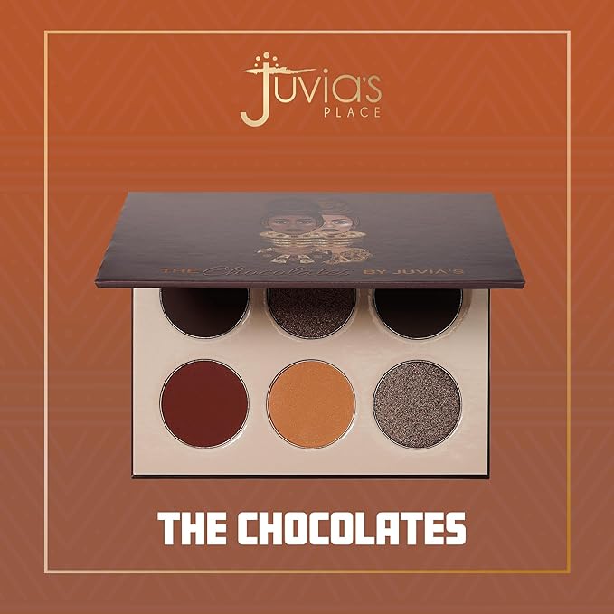 Juvia's Place Palette The Chocolates - Tan, Auburn, Shades of 6, Rich Dark Chocolate Palette, Professional Eye Makeup, Pigmented, Makeup Palette for Eye Color & Shine