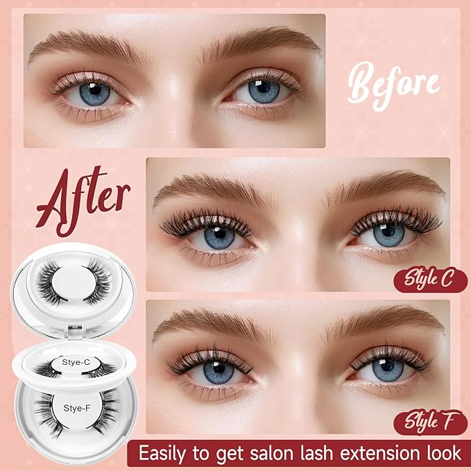 Higu clace Magnetic-Eyelashes with Applicator 2 Pairs Magnetic-Lashes Natural Look Wispy Magnet Lashes Easy to Wear and Remove（DJCX-C+F01）
