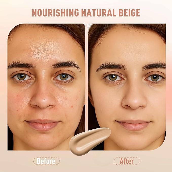 FV 2 Pack Dewy Liquid Foundation Makeup, Waterproof & Lightweight, Natural Finish with Medium Coverage, Hydrating Foundation for Dry and Normal Skin (Nourishing Natural Beige)