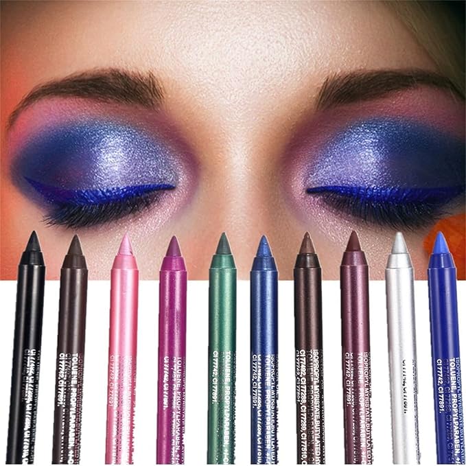 15 PCS Colorful Eyeliner Pen Set, Waterproof Metallic & Pearl Glitter Eyeliner Kit, Smudge-Proof Multipurpose Eye & Lip Liner Shadow Pencils with Shimmer for Party, Halloween, Cosplay Makeup