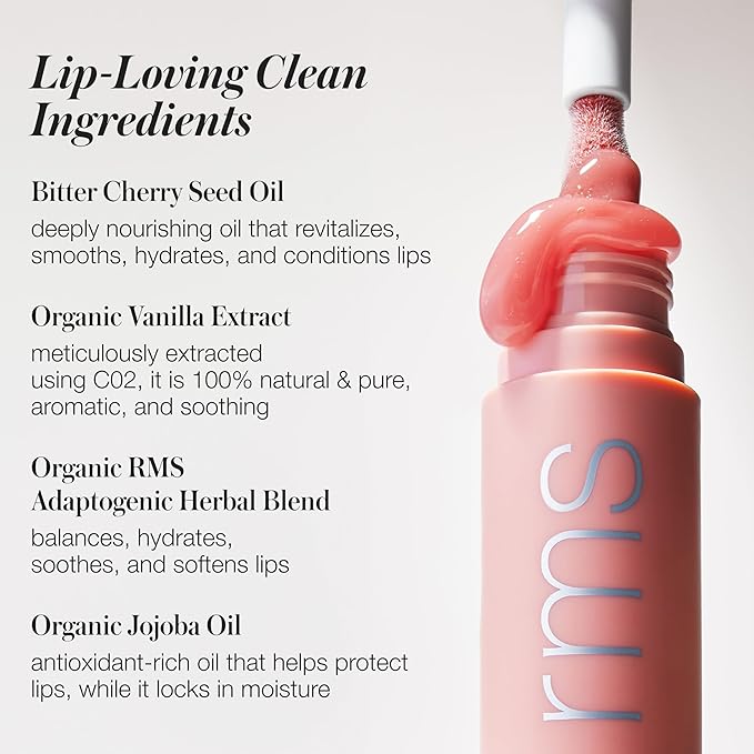RMS Beauty Legendary Lip Oil – 8-Hour Hydrating Lip Gloss & Tint – Nourishing Organic Jojoba & Cherry Seed Oil – High-Shine, Non-Sticky, Skincare-Infused Lip Color – 0.17 fl oz