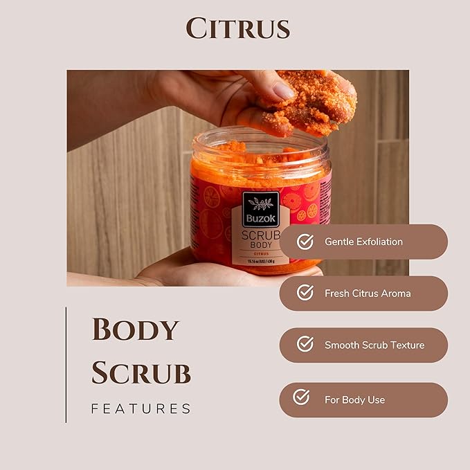 Citrus Body Scrub – Exfoliating Salt Scrub for Body Cleansing & Smoothing – Fresh Citrus Scent – For Shower & Bath Use