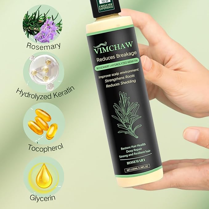 Organic Rosemary Shampoo for Scalp Care - Invigorating Herbal Formula with Mint & Biotin - Strengthening & Volumizing Hair Wash for Thinning Hair, Sulfate-Free (100ml)