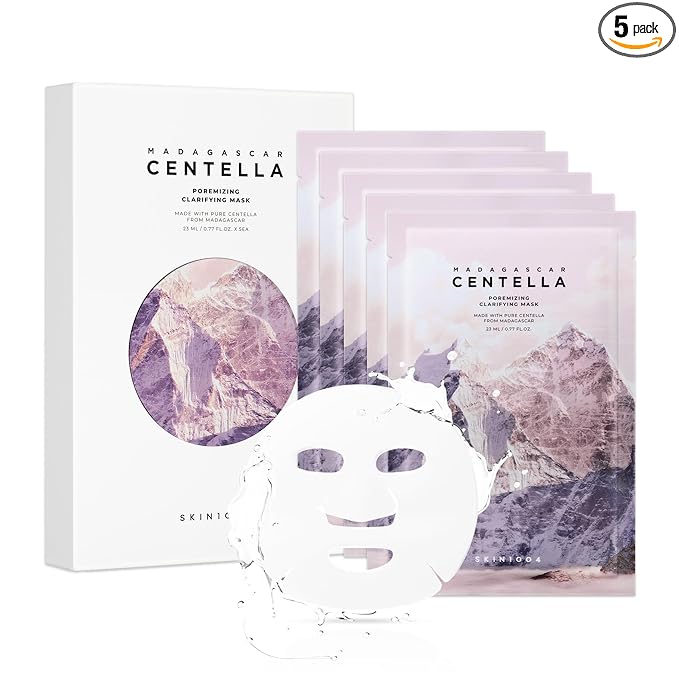 SKIN1004 Poremizing Clarifying Mask, Face Mask Skincare for Pore Elasticity, Pore Minimizer for face, Gentle Exfoliating Sheet Mask for Sebum & Impurities, Korean Skin Care, 0.77 fl oz / 23ml * 5ea