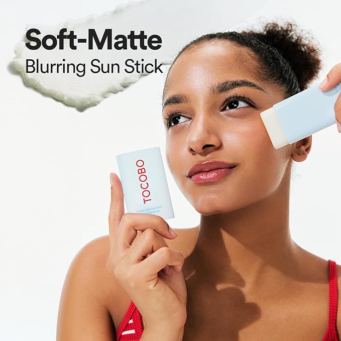 TOCOBO Cotton Airy Sun Stick SPF 50 Broad Spectrum Korean Matte Sunscreen Stick for Face - Travel Size Sebum Control Sunblock -Vegan, Lightweight, 0.67 oz (2pcs, 0.5 Fl Oz (Pack of 2), 2pcs)