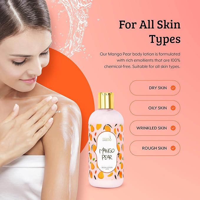 Home Spa Gift 10oz Deep Moisturizing Fragrance Body Lotion & 8 oz. Fine Fragrance Body Mist Set Luxury Self-Care Combo for Women and Girls (Mango Pear) – Mother's Day Gift for Mom