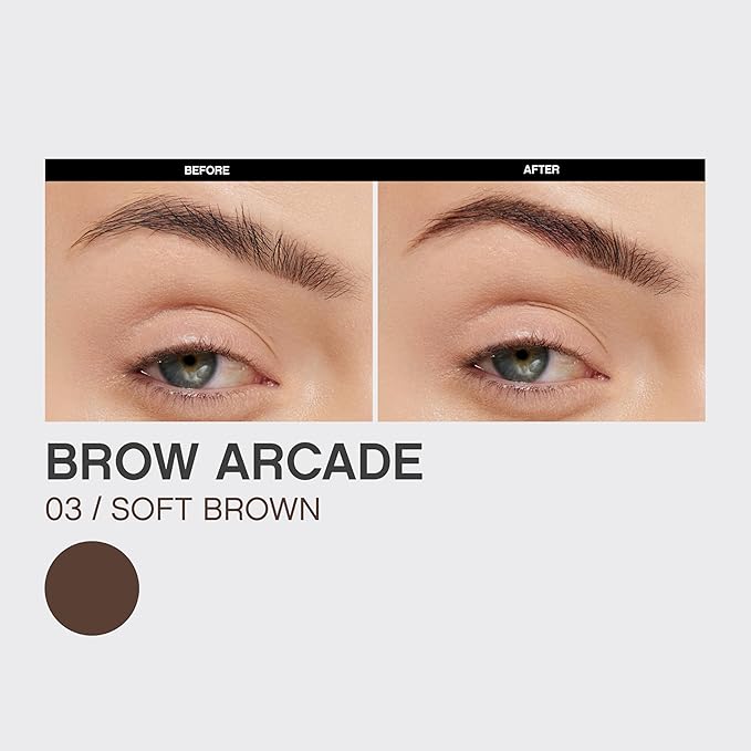 Vivienne Sabó Brow Arcade Eyebrow Pencil – Smudge-Proof Liner with Spoolie Brush, Micro Tip for Soft Definition and Natural-Looking Arches, Shade 03 Soft Brown, 0.035 oz