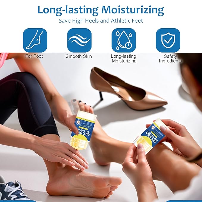 60% Urea Cracked Foot Heel Sticks - 2PCS Foot Balm Cream for Dry Cracked Feet with ALoe Vera Moisturizing Stick - Soften Feet Calluses Rough Skin Elbows Knees Hands - Foot Moisturizer Lotion for Women