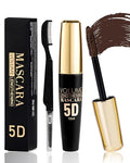 Brown Waterproof Mascara, 5D Silk Fiber, Lengthening Volumizing, Colored Tube Máscara for Eyelash, Long Lasting Curling Mascara Volume and Length, Eye Mascaras Makeup for Women with Eyelash Brush