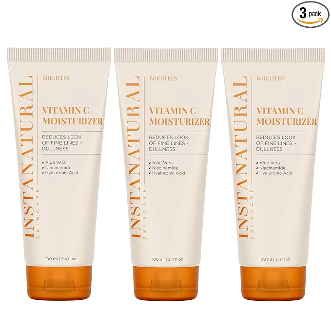 InstaNatural Vitamin C Moisturizer Face Cream, Reduces the Look of Fine Lines and Wrinkles, Moisturizing Lotion for Dry Skin with Aloe Vera, Niacinamide, Hyaluronic Acid - 3.4 Fl ounce (Pack of 3)
