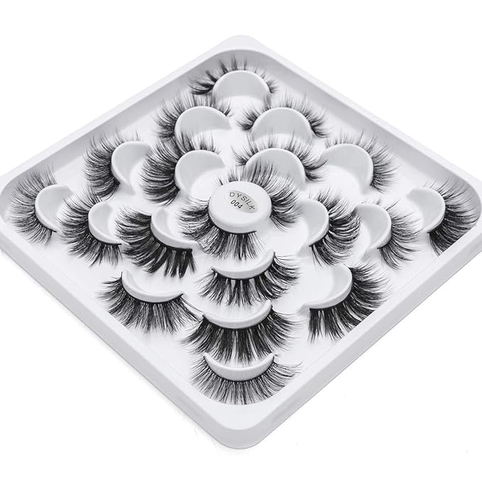 DYSILK Mink Lashes Fake Eyelashes - Mink Eyelashes Fluffy 10 Styles Mixed Pairs 6D Faux Lashes Pack Lashes Natural Look Wispy Fluffy Cat Eye Reusable False Eyelashes