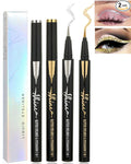 Gold Silver Glitter Liquid Eyeliner Pencil, 2 Pcs - Long Lasting, Waterproof, Smudgeproof, Pigmented, Shimmery Finish