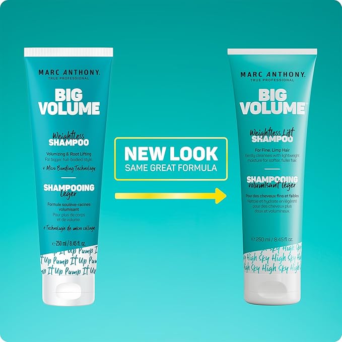Marc Anthony Big Volume Shampoo - Weightless Lift Shampoo - For Fine, Limp Hair - 8.45oz (Pack of 2)