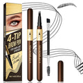 Eyebrow Pencil for Women,4-Tip Microblading Eyebrow Pen with 1 Brow Brushes, Waterproof&Sweatproof for Women to Effortlessly Create Natural Hair-Like Strokes, All-Day Wear,Gifts for girls,Black