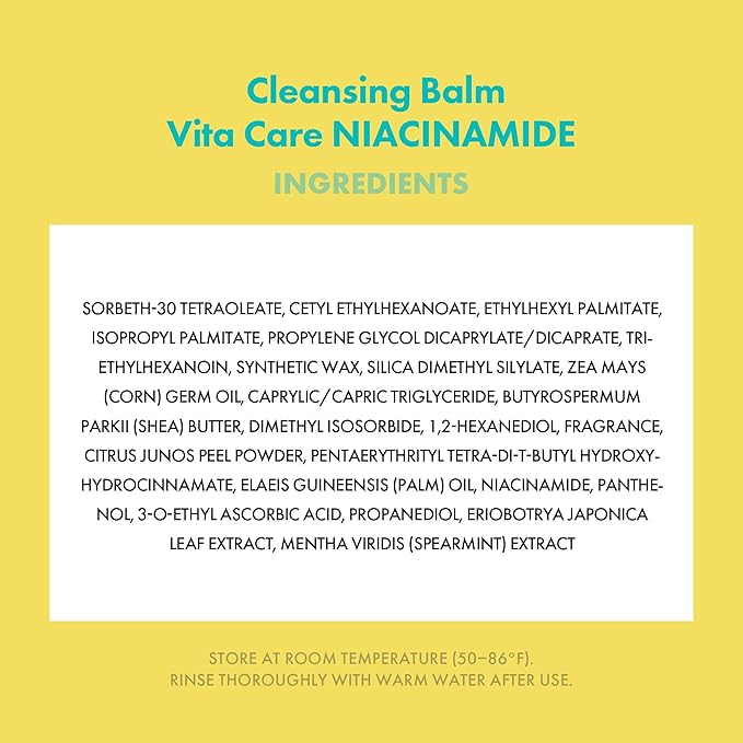 KAHI Cleansing Balm Vita Care Niacinamide - Makeup Remover Balm with Vitamin B, C & Yuzu Peel Scrub - Gentle Exfoliating Korean Skincare 1.69 oz