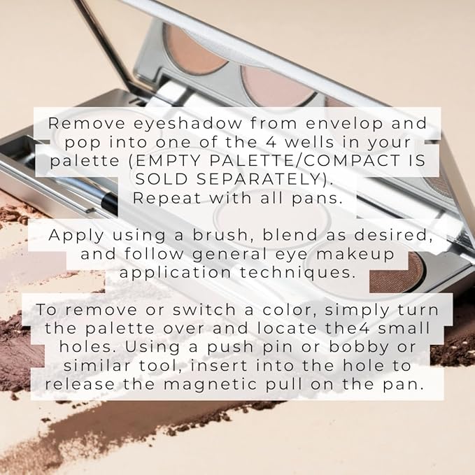 Honeybee Gardens Skinny Dip Eyeshadow Refill Pans, Neutral Nude Pink Beige Shades, Pigmented Powder Eye Shadow, Vegan Talc Free Makeup, 26mm Magnetic Eye Shadow Palette Refills, 4 Pack