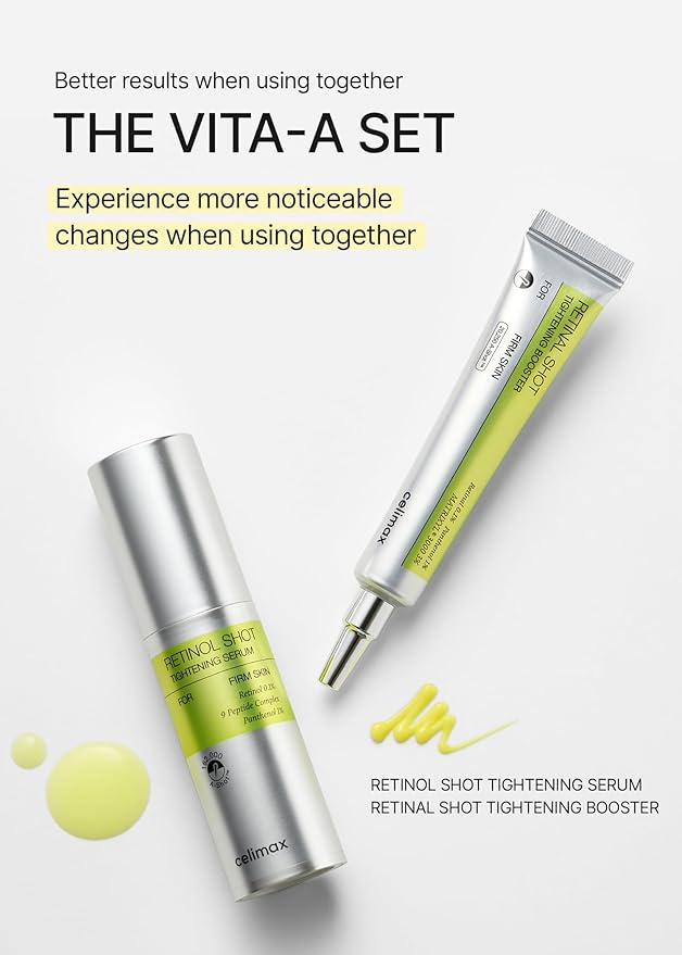 celimax The Vita A Retinol Shot Tightening Serum | with Pure Vitamin A Retinol, Peptide, Pore Minimizer, Wrinkles & Fine Lines, Firmer Skin, Anti-Aging, Skin Smoothing, Korean Skin Care Gift, 30ml