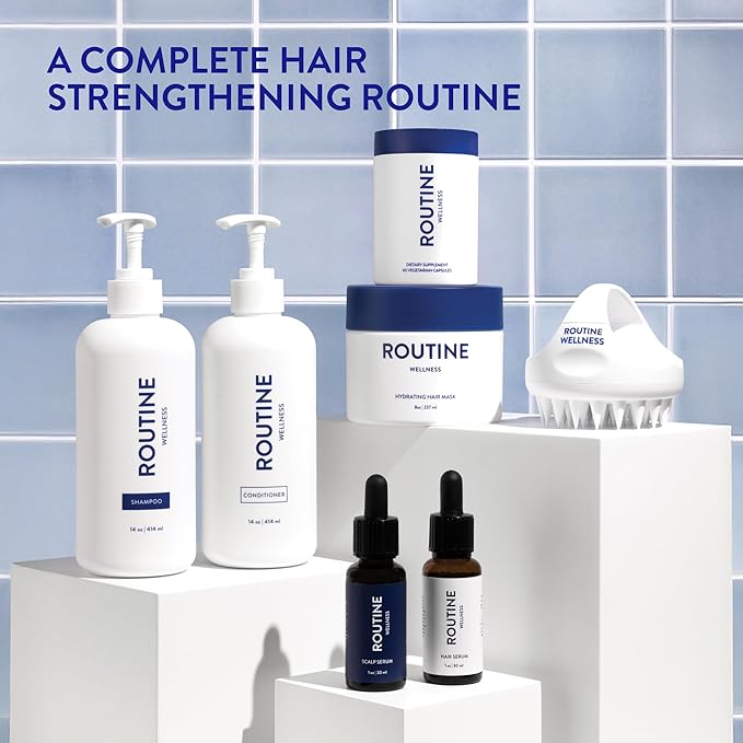 Routine Wellness Anti-Thinning Shampoo and Conditioner Set for Thinning Hair - Biotin DHT Blocker Women & Men - Color Safe Shampoo for Hair Loss & Healthier Hair - Wildflower & Jasmine (Pack of 2)