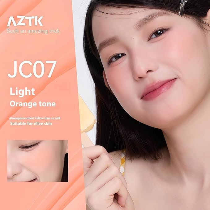 AZTK Jelly Color Liquid Blush, Lightweight Matte Cream Blusher with Sponge Applicator, 7 Shades for Face Contouring (07-JC07, 5ml)
