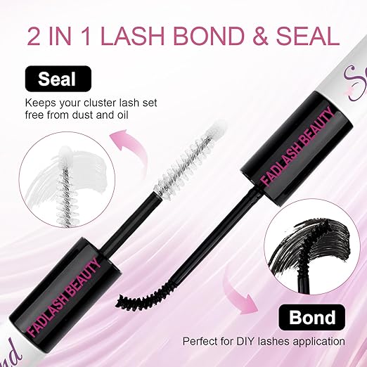 Lash Glue DIY Lash Cluster Glue for Lashes Clusters Latex-Free Waterproof Latex-Free Eyelash Glue 10ml for Self-Application at Home 2-in-1 Lash Bond and Seal Long-Lasting 48-72H