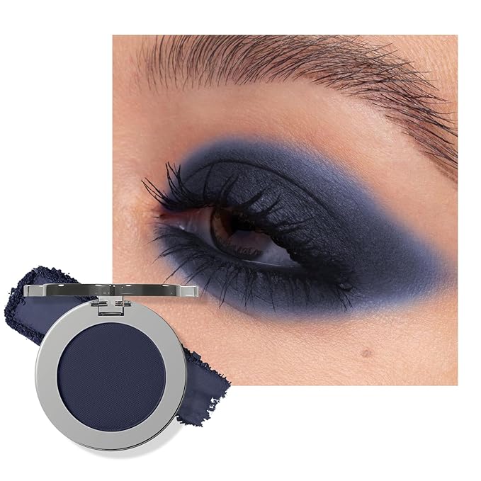 KYDA Deep Blue Matte Eyeshadow Single, Dark Blue Eyeshadow Compact, Ultra-fine Lightweight, Crease-proof High Pigmented Formula, Matte Mini Eyes Makeup, #119 Deep Sea Blue