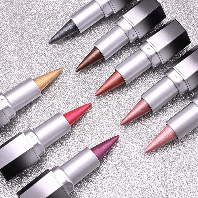 evpct Copper Shimmery Metallic Lip Liner and Lipstick Combo, Cone Tip Lip Crayon for Women Long Lasting Waterproof, Metal Shinny Hydrating Lipstick Makeup, Glitter Lips Liner Pencil for Shimmery Shade