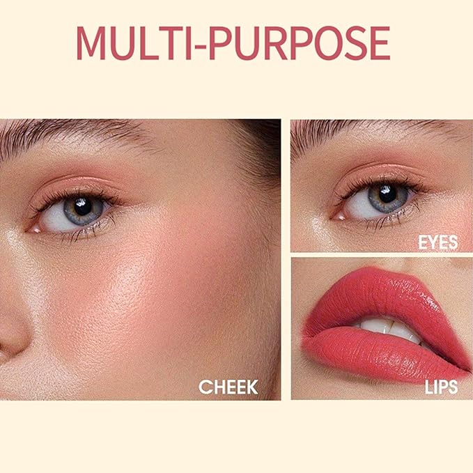 3Pcs 3-in-1 Multi-Use Makeup Stick Tinted Moisturizer Blush for Cheeks, Lips & Eyes Waterproof, Long-Lasting Natural Nude Look 3 Colors(Pink+Hot Red+Coral Orange)