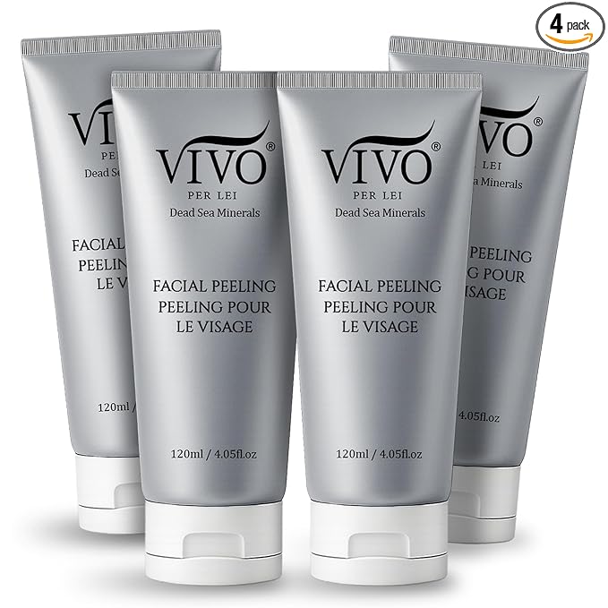 Vivo Per Lei Facial Peeling Gel - Helps Address Dead Skin Buildup - Gentle Exfoliating Gel for Rough, Dry, Sensitive or Mature Skin - Face and Body Scrub - Non Abrasive - 4.05 Fl. Oz. - Pack of 4
