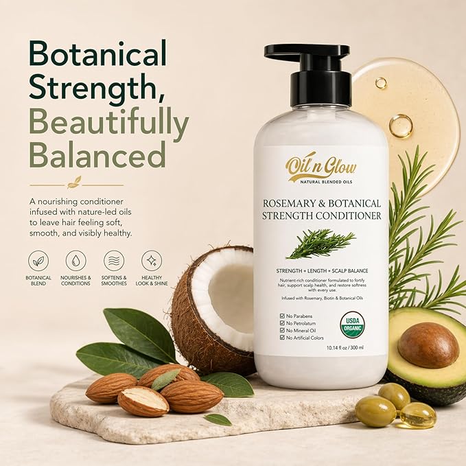 Rosemary & Botanical Strength Hair Conditioner for Women, & Men Health Scalp & Hair Growth Support, Moisturizing Formula with Botanical Oils, Vegan, 10.14 fl oz