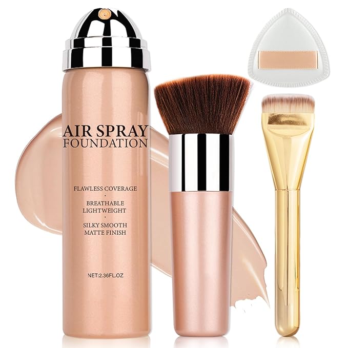 AIUEO Airbrush Foundation Makeup Spray for Mature Skin Lightweight Full Coverage Airbrush Flawless Setting Spray Foundation Makeup-05 Light
