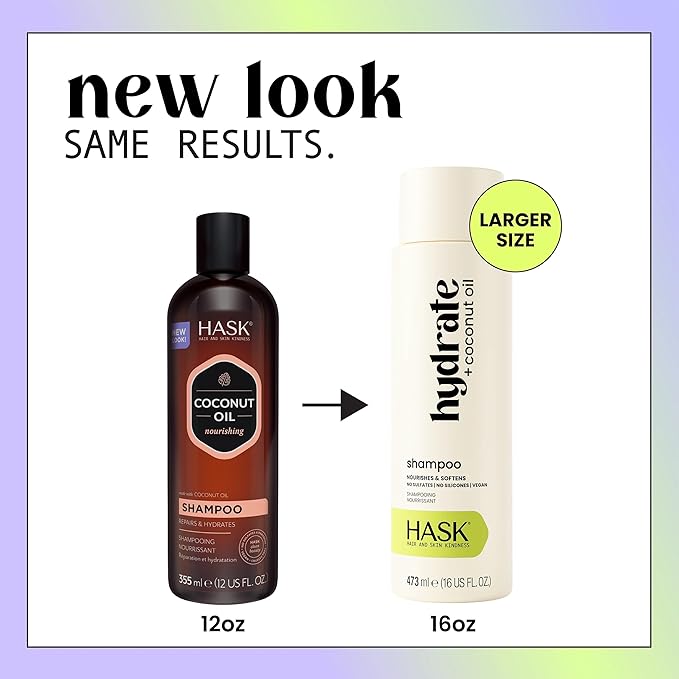 HASK Coconut Nourishing Shampoo & Conditioner Set | Moisture for Dry, Dull Hair, Smooths Frizz, Adds Shine | Sulfate Free, Silicone Free, Cruelty Free, Color Safe, Vegan | 16oz each