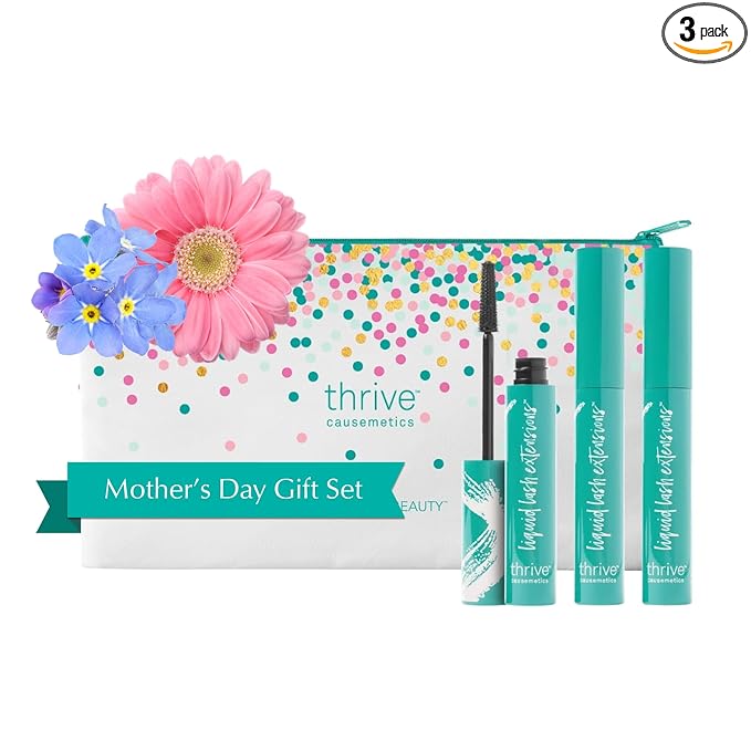 Thrive Causemetics Liquid Lash Extensions Mascara, Mother's Day Makeup Gift Set, Tubing Mascara Lengthening, Volumizing, Smudge Proof, No Clumping or Flaking, Cruelty Free, Brynn (Rich Black)