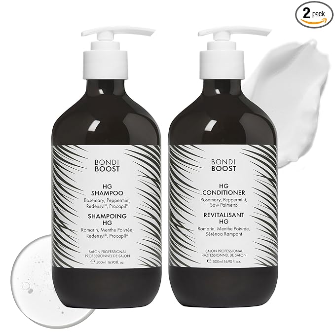 BondiBoost HG Anti-Thinning Shampoo Conditioner Set [16.90 fl oz each], Clinically Tested to Promote Fuller + Thicker-Looking Hair for Women & Men, Procapil, Redensyl & Rosemary Formula, Sulfate-Free