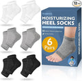 TEAWOO 6 Pairs Moisturizing Heel Socks for Cracked Heel Treatment, Foot Care Toeless Socks to Soften and Hydrate Dry Cracked Feet Heels, Cracked Heel Repair Socks, Gel Socks for Dry Cracked Feet