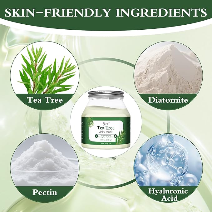 Pjordo Powder Jelly Mask for Facials Professional, Peel Off Facial Mask for Hydrating & Moisturizing, Hydrojelly Mask for Women Men Skin Care, Home DIY Spa Use for All Skin with Tea Tree