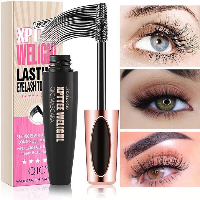 4D Silk Fiber Lash Mascara Extension - Voluminous, Waterproof & Smudge-Proof, Long-Lasting No Flaking, Natural No Clumping, All Day Exquisitely Full (2 Packs)