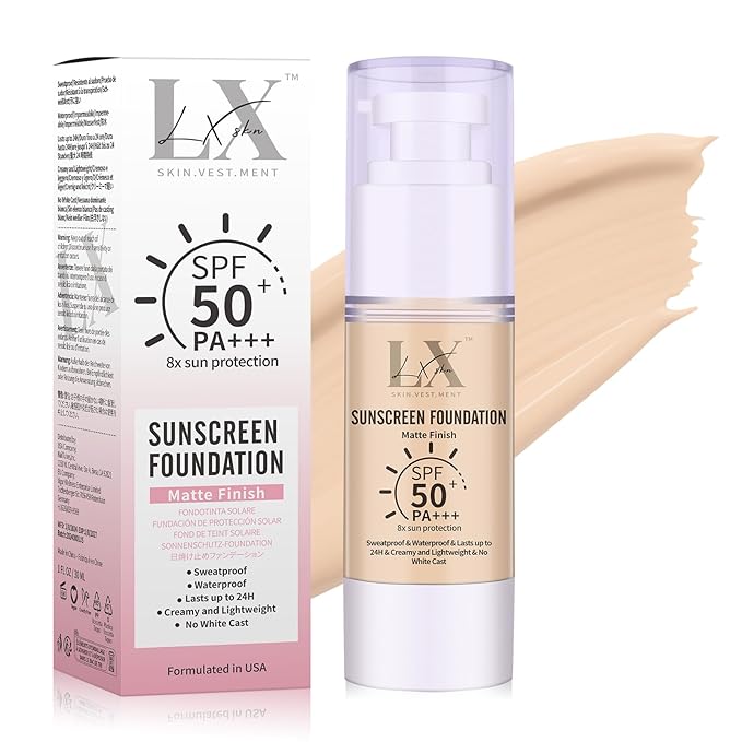 Sunscreen Foundation - Waterproof & Lightweight Liquid Foundation with SPF 50++, 3-in-1 Full Coverage Foundation Smooths & Blurs Pores #209