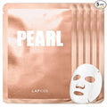LAPCOS Pearl Sheet Mask - Revitalizing & Refining Face Masks with Rice Ferment - Refines Uneven Texture & Dark Spots - Highly Breathable Eucalyptus-derived Tencel Sheet - Korean Skin Care (Pack of 5)
