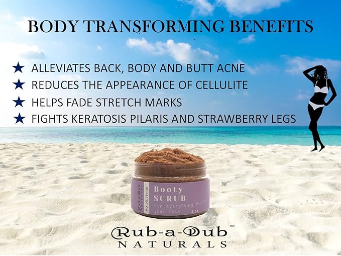 Premium Walnut Body, Back and Booty Scrub, Exfoliating Butt Scrub for Acne, Cellulite, Stretch Marks, ingrown Hair, Keratosis Pilaris, Made in USA, 4 Ounce (Pack of 1)