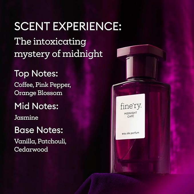 Fine'ry Midnight Cafe Eau De Parfum & Body Mist Set - Warm & Spicy Notes Of Crème De Café & Jasmine - Fragrance Layering Combo (2oz + 5oz)