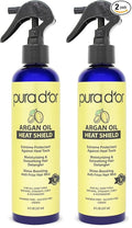 PURA D'OR 8 Oz Argan Oil Heat Shield Protectant Spray with Select Organic Ingredients,Protects Up To 450º F From Flat Iron & Hot Blow Dry,Leave-In,Define & Shine Dry-& Damaged Hair,(Pack of 2)