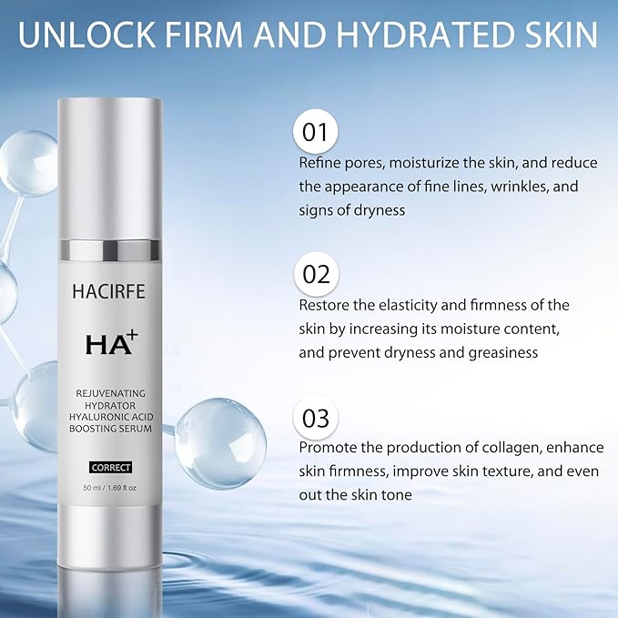HA Rejuvenating Hydrator Hyaluronic Acid Serum for Face, Deep Hydrating Serum Made with Niacinamide and Ceramides