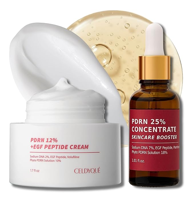 Salmon DNA PDRN & EGF Peptide Duo Set – 25% Concentrate Serum + 12% Cream | Volufiline + Salmon DNA + Phyto PDRN | Post-Microneedling Anti-Aging w/Niacinamide & Hyaluronic Acid | Korean Skincare