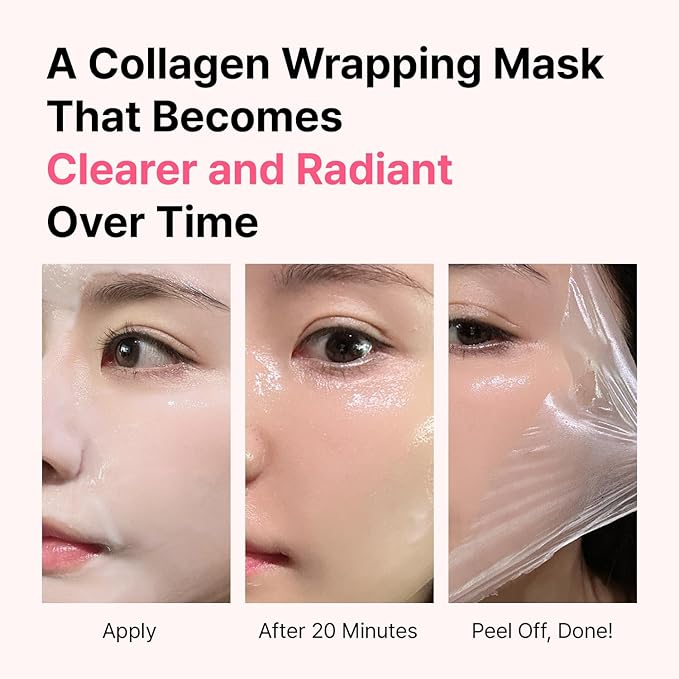 AVCA Collagen Peel-Off Mask with Silicone Brush – Korean Wrap Face Mask for Pore Tightening, Firming & Deep Hydration – Peptide & Hyaluronic Acid, 100ml(3.38 fl.oz)